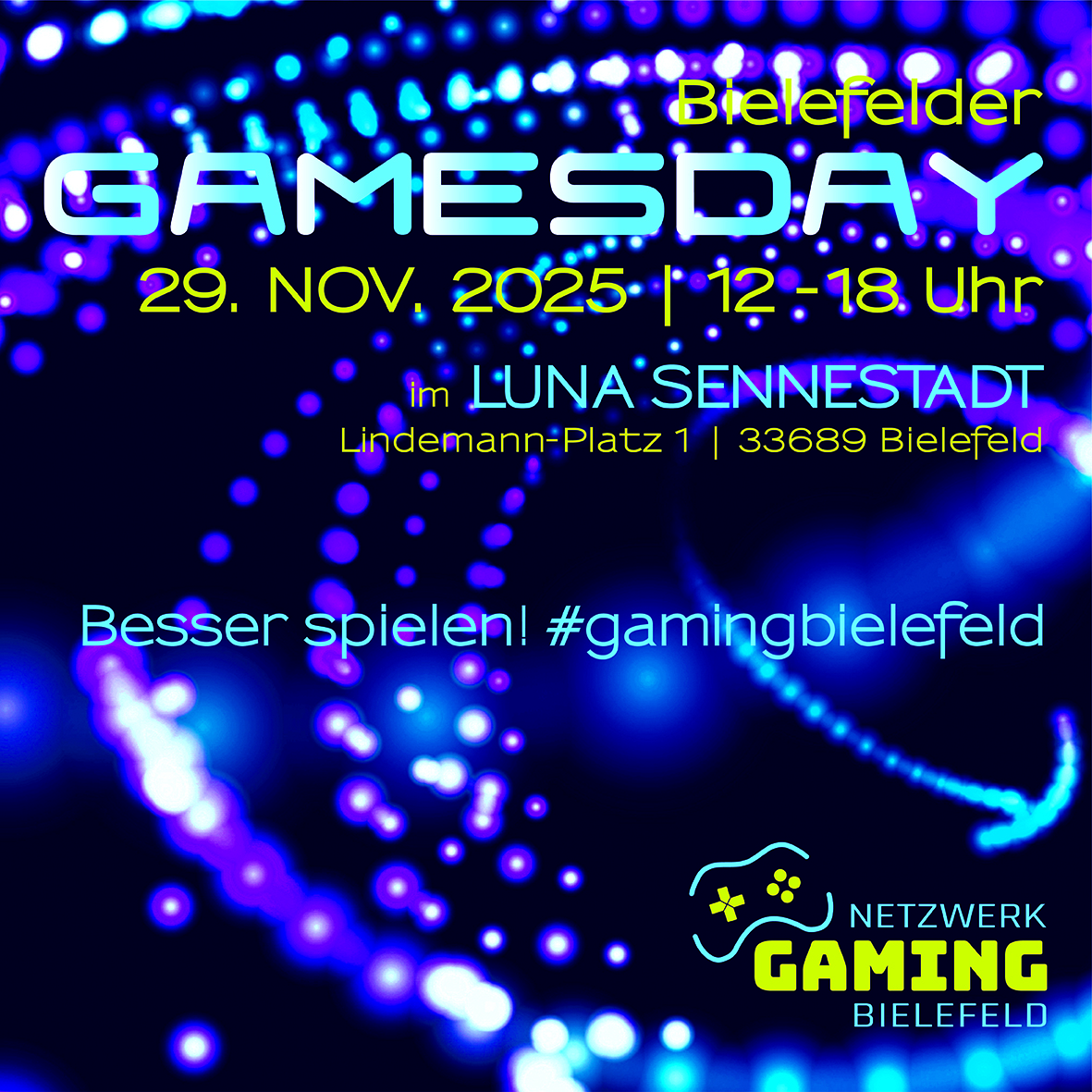 Bielefelder GAMESDAY am 29.11.2025 – Spielhaus bleibt am 30.11.2025 geschlossen